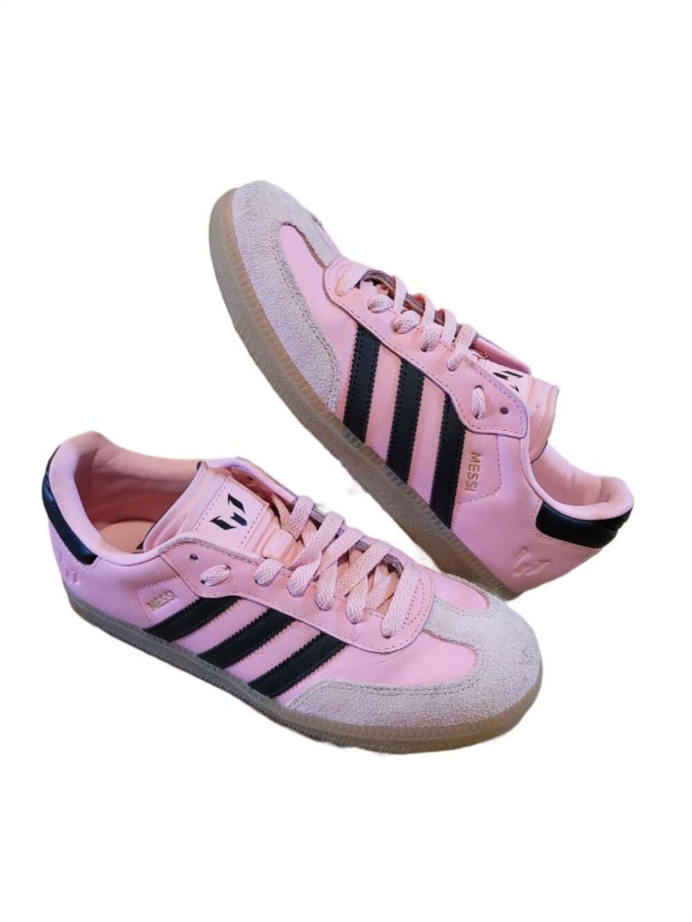 Adidas Samba Messi OG Originals JR0424 Pink Black Tan Gum Sole Sneakers (#2350)